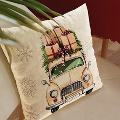 Vianočná obliečka na vankúš Velvet Christmas Car 40x40 cm